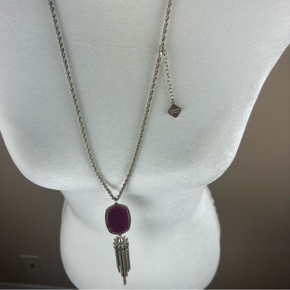 Kendra Scott Rayne Pink Agate Long Tassel Necklace - Picture 3 of 6